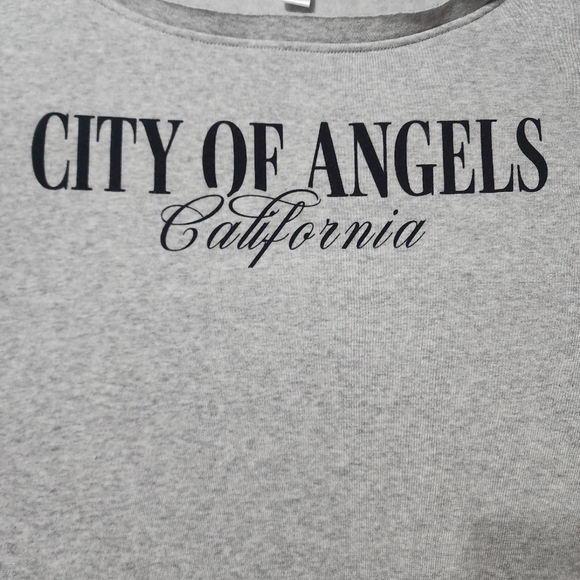 Gray City Of Angels California Off The Shoulder Sweatshirt - Picture 3 of 10